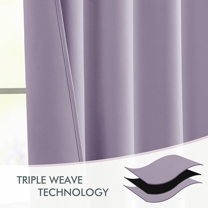 MIULEE Lilac Back Tab Blackout Curtains 120 Inch Long 2 Panels Set - Image 7