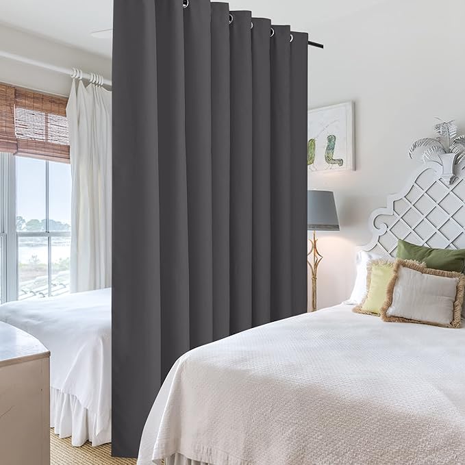 RYB HOME Gift Gray Room Divider Screen Partition, Energy Smart Modern Blackout - Image 4