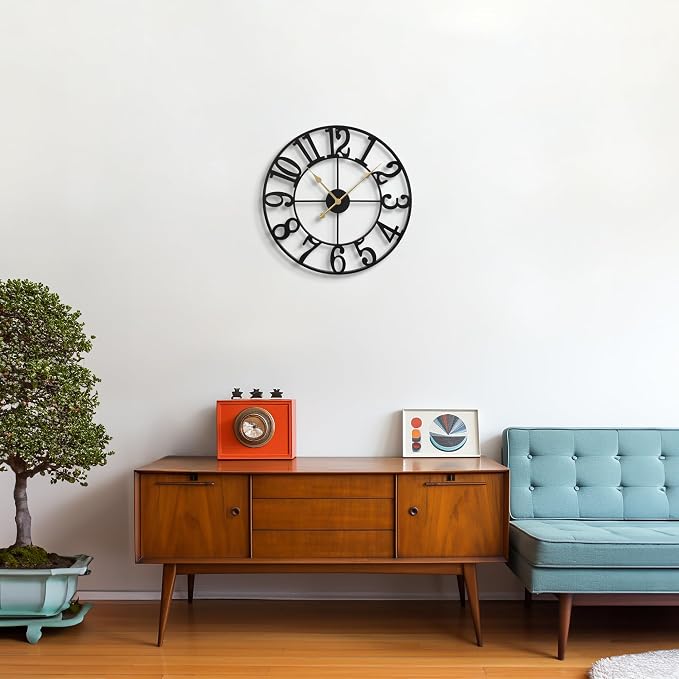 LEIKE Large Wall Clocks, Non Ticking, Battery Operated Small Vintage Round - Image 7