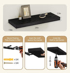 Vervida® 3 Pack Black Floating Shelves, Holds Up to 37 Lbs, - Image 3