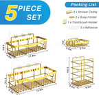 EUDELE 5-Pack Rustproof Stainless Steel Shower Caddy – No Drill Adhesive - Image 7