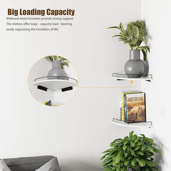 Corner Floating Shelves, Rustic Brown Wood, Wall Mount Storage - Image 6