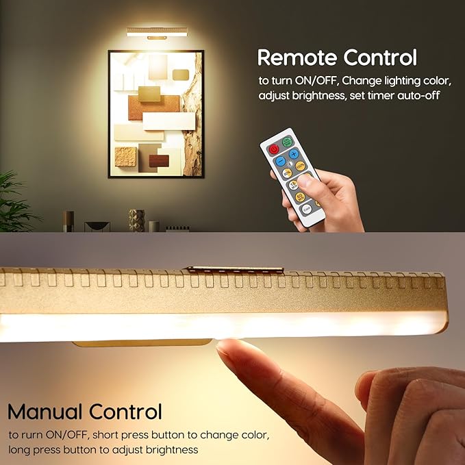 2Pcs Picture Light for Wall Dimmable, Remote Painting Light - Image 3