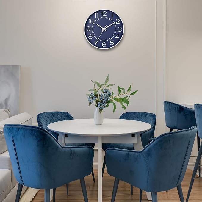 HZDHCLH Modern Wall Clocks Battery Operated, 10 inch Navy Blue Clock - Image 4