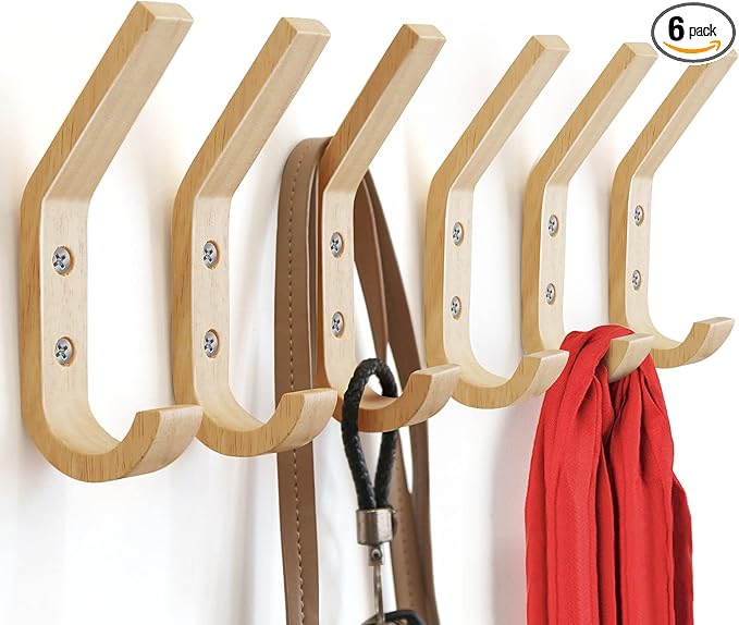 Wooden Coat Hooks Wall Hooks, Natural Oak Wood Hooks Decorative Vintage Wood by Watbeyoz