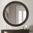 CULER Round Wall Mirrors 30 Inch, Wood Rustic Decorative Transitional Mirror - Image 3
