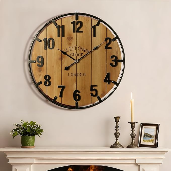 Vantic Farmhouse 24 Inch Extra Large Decorative Wall Clock by Vantic