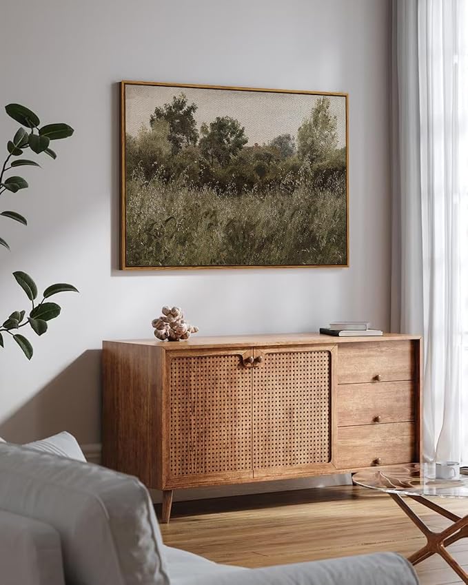 InSimSea Framed Canvas Wall Art, Countryside Field Modern Farmhouse Decor - Image 3