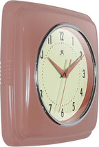 Infinity Instruments Square Retro Wall Clock, Terracotta - Image 2