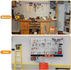 TORACK 109 PCS Pegboard Wall Organizer 4 ft. Garage Metal Pegboard Utility Tool - Image 5