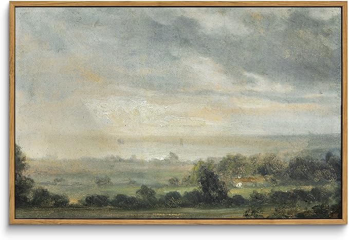 InSimSea Framed Canvas Wall Art Vintage Decor, Room Decor Vintage Landscape by InSimSeaArt