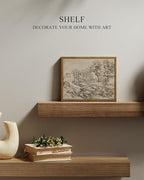 InSimSea Framed Canvas Wall Art, Neutral Sketch Landscape Painting, Rustic - Image 2