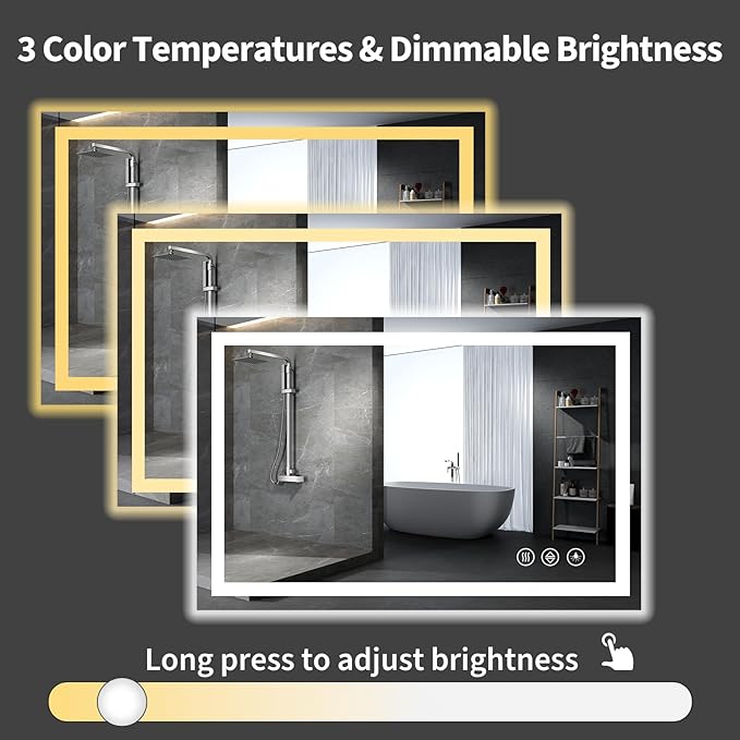 Koonmi 55"x36" LED Mirror for Bathroom, 90CRI Anti-Fog Vanity Mirror - Image 7