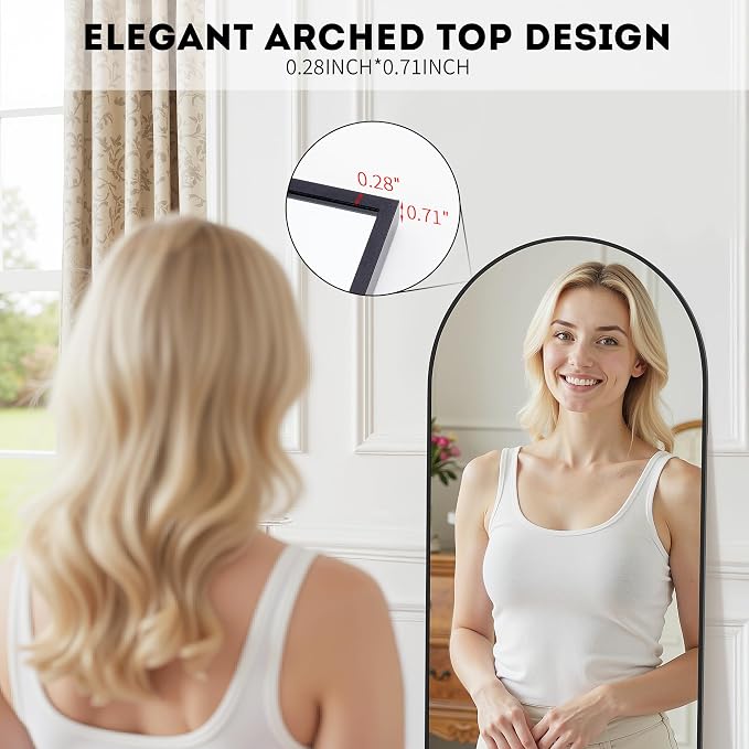Simple Deluxe Arched Full Length Mirror, - Image 4