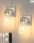 Rayogale Wireless Wall Sconces, Nickel Battery Operated Wall Sconce Set of 2 by Rayogale