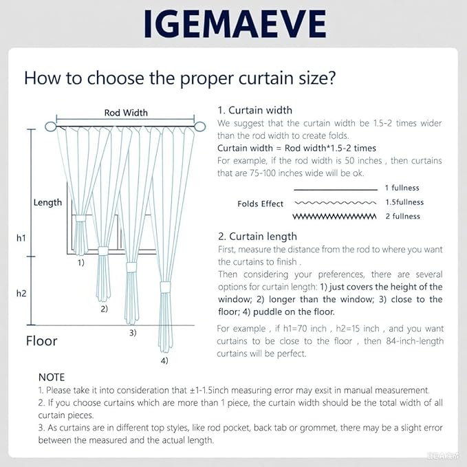 IGEMAEVE Blackout Curtains 72 Inch Length 2 Panels Set, Grommet Energy Saving - Image 8