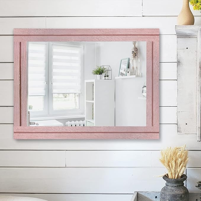 AAZZKANG Rectangle Mirror with Wood Framed Modern Farmhouse Hanging Wall - Image 5
