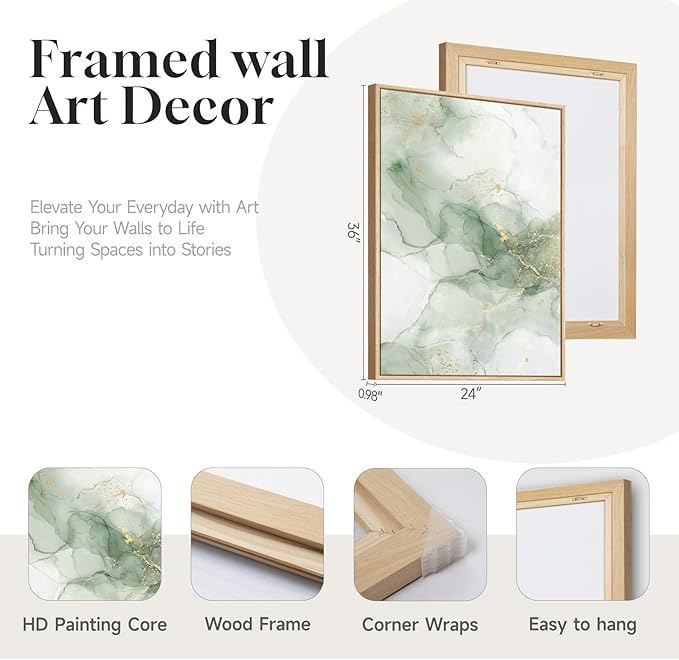 Framed Sage Green Abstract Wall Art - Image 5