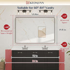 Keonjinn Black Bathroom Mirror for Over Sink, 60 x 40 Inch Large Rounded - Image 6