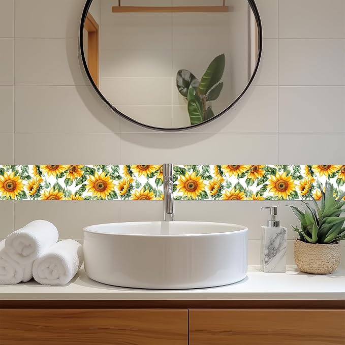 HOMETITUTE Wallpaper Border Peel and Stick Wall Border Sunflower Floral - Image 7