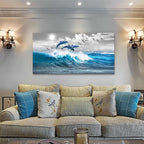 Wapluam Wall Decor For Living Room Large Canvas Wall Art For Bedroom Blue Wave - Image 3