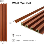 8-Pack WPC Wall Panels 118’’ x 6.1’’ 3D Slat Wall Panel Acoustic Wall Paneling - Image 2