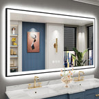 66x36 Black Framed LED Bathroom Mirror by Awandee
