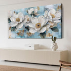 Ardemy Flower Wall Art for Living Room White Floral Canvas Art Wall Decor - Image 5