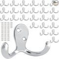 25 Pack Coat Hooks Wall Hooks for Hanging, Heavy Duty Double Prong Metal Hook by CBWLWJ