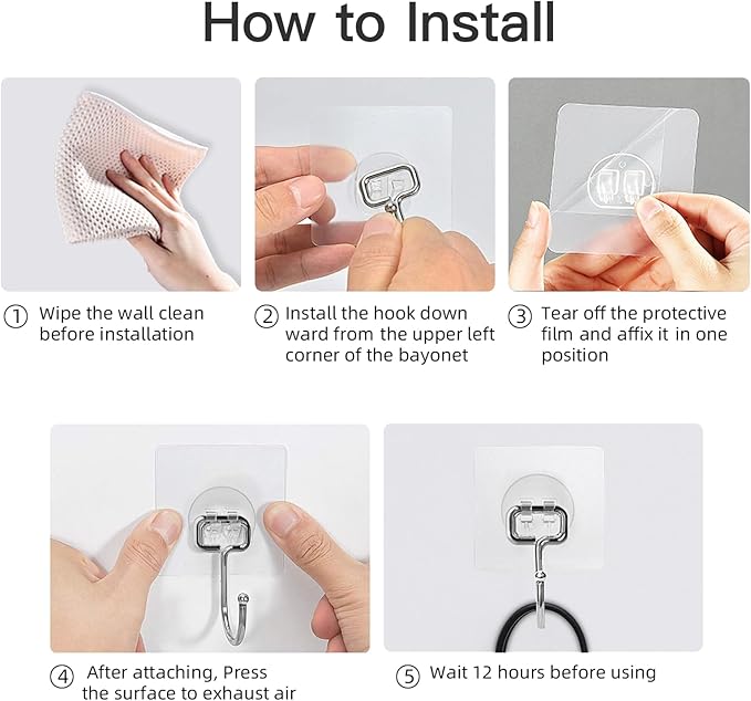 Large Adhesive Hooks for Hanging Heavy-Duty 44Ib 30 Packs, Wall Hangers without - Image 8
