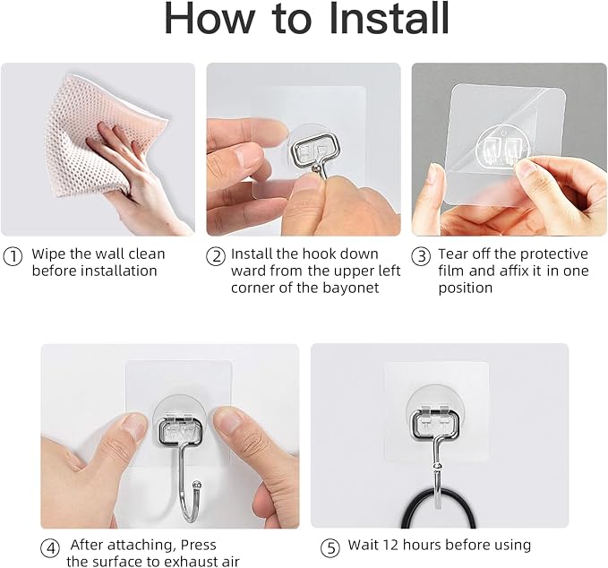 Large Adhesive Hooks for Hanging Heavy-Duty 44Ib 20 Packs, Wall Hangers without - Image 8