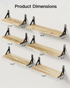 AMADA HOMEFURNISHING Wall Shelves Set of 6, Rustic Farmhouse Style, Wood - Image 3