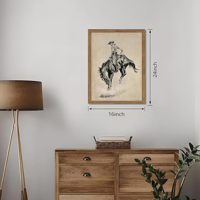 Western Cowboy Wall Art, Vintage Farmhouse Canvas Wall Decor Painting, Retro - Image 4