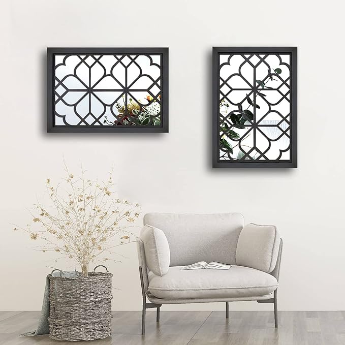 Wocred Set of 2 Rectangular Wall Mirror, Gorgeous Rustic Farmhouse Accent Mirror - Image 2