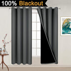 Yakamok Dark Grey 100% Blackout Curtains 54 Inch Length, Heat and Full Light - Image 2