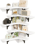 Fixwal Floating Shelves for Wall Set of 5, Rustic Wood Wall Mounted Corner by Fixwal