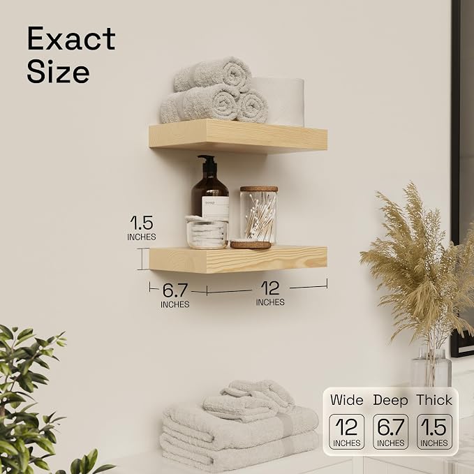 BAOBAB WORKSHOP Solid Wood Floating Shelves - Image 2