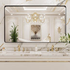 LOAAO 50X30 Inch Black Metal Framed Bathroom Mirror - Image 8