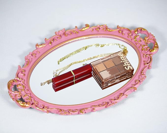 Tstarer 2PACK - Vintage Decorative Pink Framed Mirror, Wall Hanging Mirrors & - Image 4