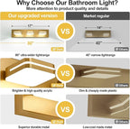 360° Rotate LED Bathroom Vanity Light Fixtures, 1300LM Acrylic Gold Vanity - Image 2