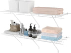 HAUSHOF Closet Shelves Wall Mounted 2-Pack, 4ft x 16in White Metal Wire Shelving by HAUSHOF
