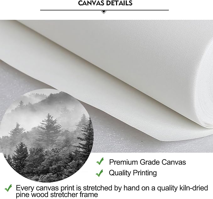 iKNOW FOTO 5-Piece X-Large Canvas Wall Art Set Black and White Misty Forest & - Image 6