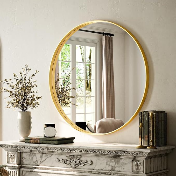VooBang 24 inch Round Bathroom Mirror, Living Room, Hanging or Leaning by VooBang