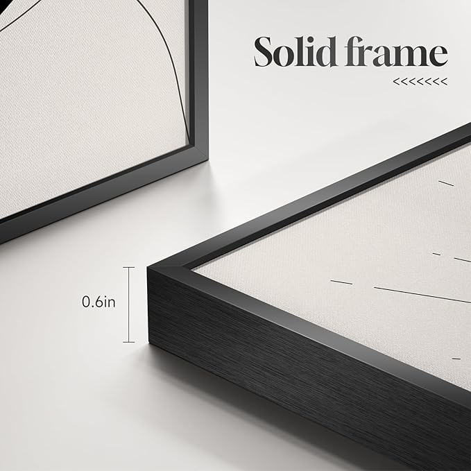 Framed Boho Black and White Abstract Wall Art, Minimalist Geometric Pictures - Image 6