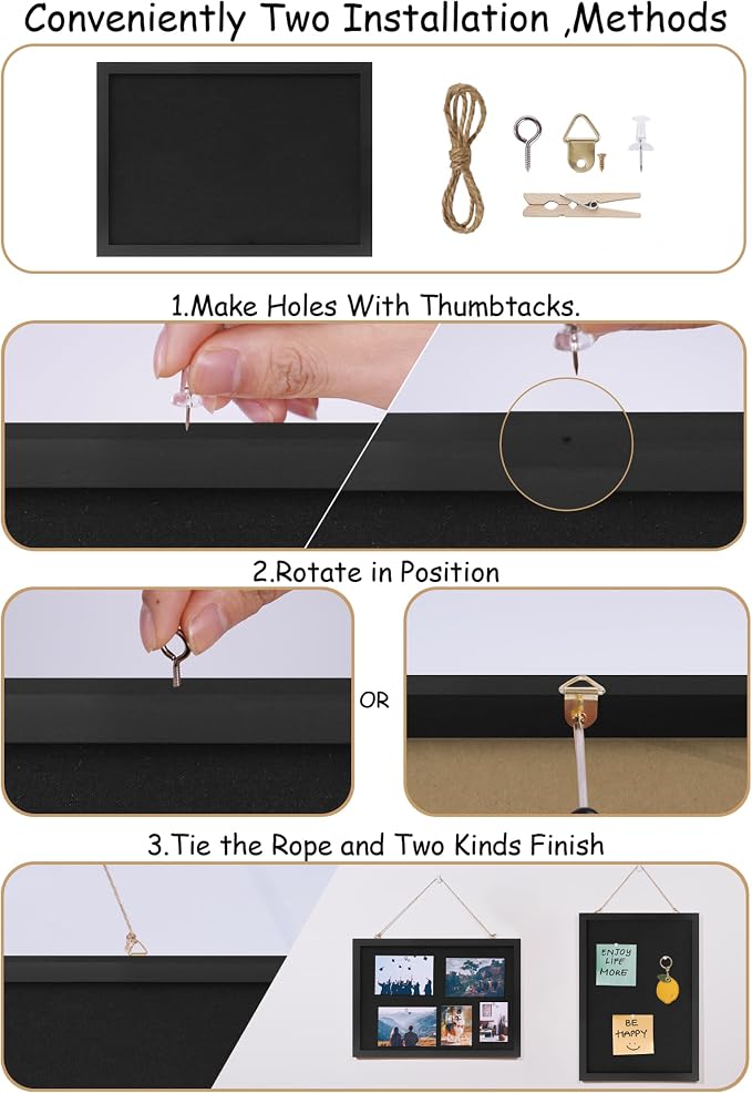 DAHAPYBOO Cork Board with Linen Black 2Pack, Bulletin Board 17"x12", Corkboards - Image 3