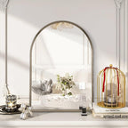 Arched Wall Mirror Bathroom Mirror Brushed Metal Vanity Wall Mounted Mirror - Image 4