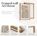 3 Piece Framed Neutral Botanical Wall Art Set, Large Farmhouse Floral Canvas - Image 3