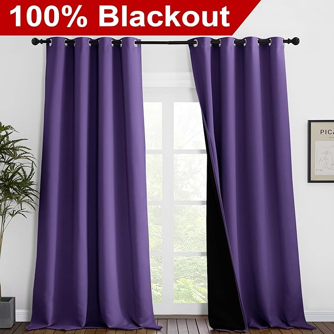 NICETOWN Total Shade Curtains and Draperies, Heavy-Duty Full Light Shading - Image 2
