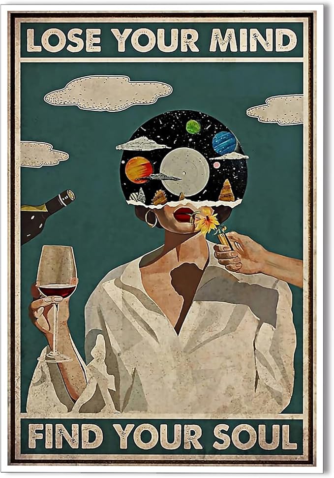 YuzhongART Vintage Lose Your Mind Find Your Soul Poster Mental Health Quote by Unknown