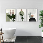 Sage Green Boho Wall Art, KBKBART Abstract Framed Canvas Wall Art Palm Leaf Sun - Image 5